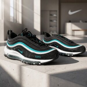 Nike Air Max 97 SE XXXV Anniversary Black Teal Denim Sneakers 5.5Y